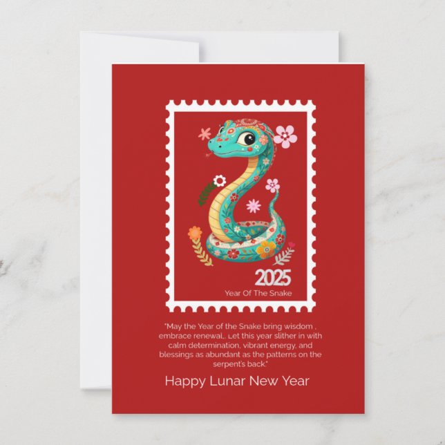 Festiva Tarjeta de felicitación china de Año Nuevo 2025 (Anverso)