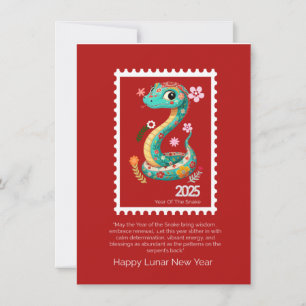 Festiva Tarjeta de felicitación china de Año Nuevo 2025