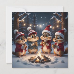 Festiva Tarjeta de felicitación Chipmunks para navidades