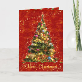 Festiva Tarjeta de felicitación chispeante del árbol de
