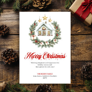 Festiva Tarjeta de Felicitación Clásica Escena Navideña Ro