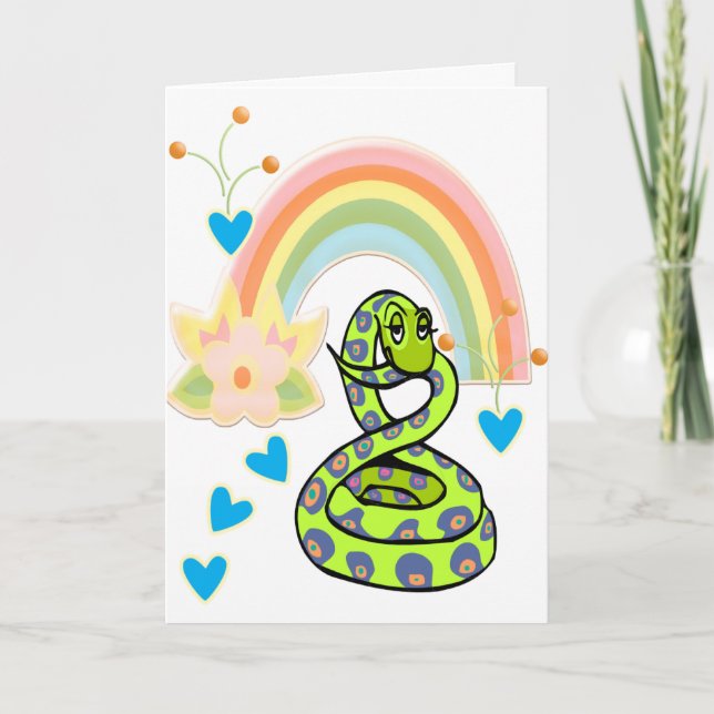 Festiva Tarjeta de felicitación con arco iris de serpiente (Anverso)