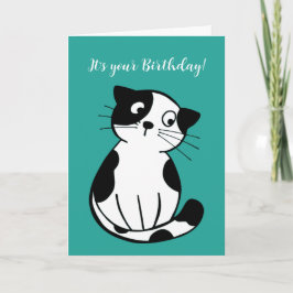 Festiva Tarjeta de felicitación con diseño de gato esmoqui