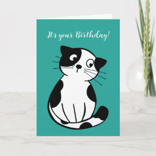 Festiva Tarjeta de felicitación con diseño de gato esmoqui