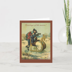 Festiva Tarjeta de felicitación con trineo de vacaciones p