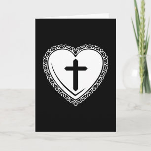 Festiva Tarjeta de felicitación Corazón gótico y cruz (bla