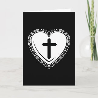 Festiva Tarjeta de felicitación Corazón gótico y cruz (bla