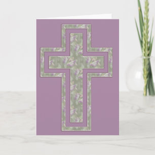 Festiva Tarjeta de felicitación cristiana de la Cruz Flora