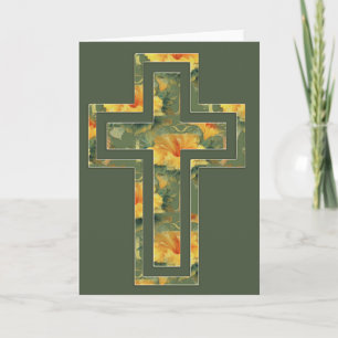 Festiva Tarjeta de felicitación cristiana de la Cruz Verde