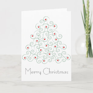 Festiva Tarjeta de felicitación Curly Christmas Tree White
