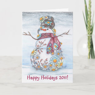 Festiva Tarjeta de felicitación Daisy Snowman 2011