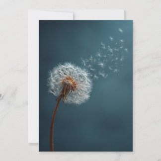Festiva Tarjeta de felicitación Dandelion con fondo azul