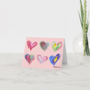 Festiva Tarjeta de felicitación de 6 corazones de la