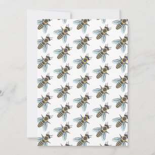 Festiva Tarjeta de felicitación de abeja melífera (blanca)