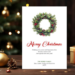 Festiva Tarjeta de Felicitación de Acuarela con Corona de