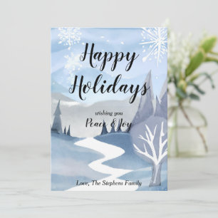 Festiva Tarjeta de Felicitación de Aguarela de Invierno Má
