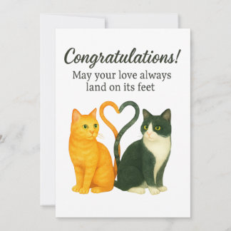 Festiva Tarjeta de Felicitación de Amor de Gato: Boda, Ani