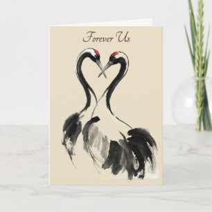 Festiva Tarjeta de Felicitación de Amor de Grulla Japonesa