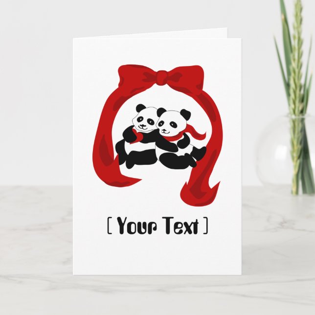 Festiva Tarjeta de felicitación de amor de Panda (Anverso)