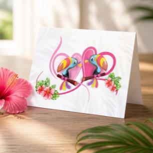 Festiva Tarjeta de felicitación de amor de tucán tropical