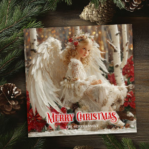 Festiva Tarjeta de felicitación de ángel retro impresa par