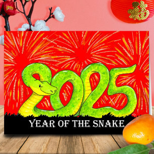 Festiva Tarjeta de felicitación de Año de la Serpiente 202