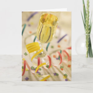 Festiva Tarjeta de felicitación de Año Nuevo Champagne y C
