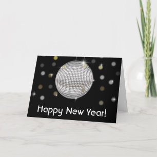 Festiva Tarjeta de felicitación de Año Nuevo con bola de d