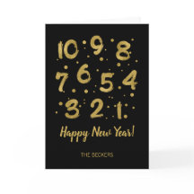 Tarjeta de felicitación de Año Nuevo con cuenta re