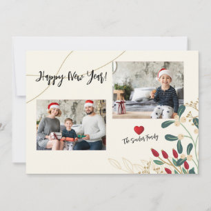 Festiva Tarjeta de Felicitación de Año Nuevo con Foto