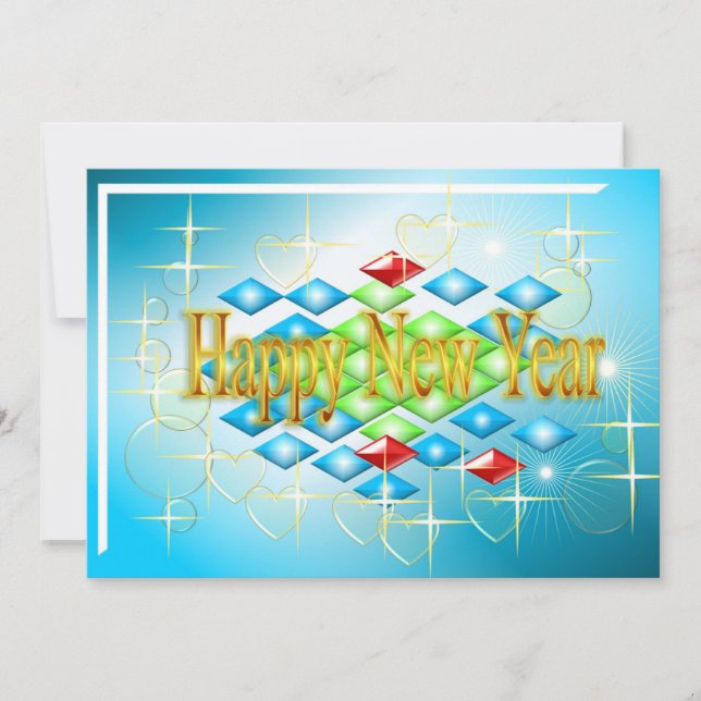 Festiva Tarjeta de felicitación de Año Nuevo Feliz (Anverso)