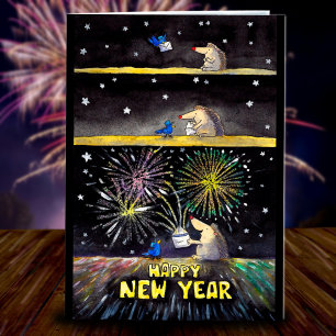 Festiva Tarjeta de felicitación de Año Nuevo feliz de Nico
