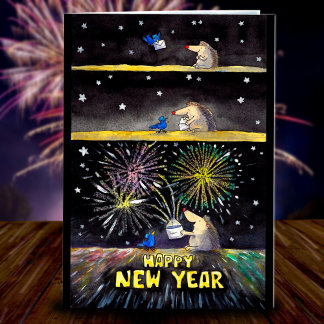 Festiva Tarjeta de felicitación de Año Nuevo feliz de Nico
