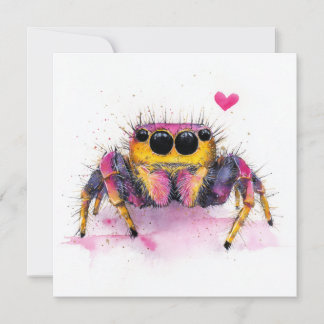 Festiva Tarjeta de Felicitación de Araña Saltarina Colorid