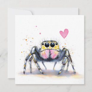 Festiva Tarjeta de felicitación de araña saltarina linda