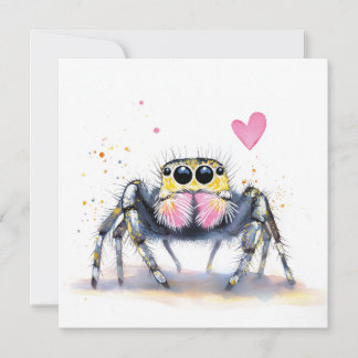 Festiva Tarjeta de felicitación de araña saltarina linda