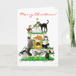 Festiva Tarjeta de felicitación de árbol de gato para navi