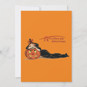 Festiva Tarjeta de Felicitación de Arte Antiguo de Bruja d