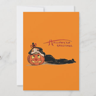 Festiva Tarjeta de Felicitación de Arte Antiguo de Bruja d