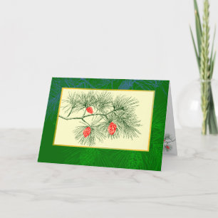 Festiva Tarjeta de felicitación de arte navideño de rama d