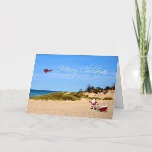 Festiva Tarjeta de felicitación de Beach Santa