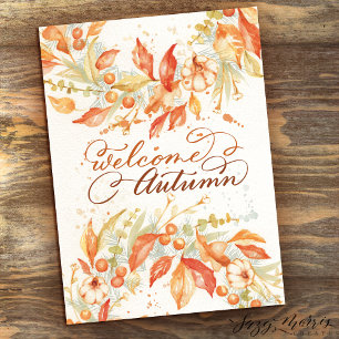 Festiva Tarjeta de felicitación de bienvenida de otoño de 