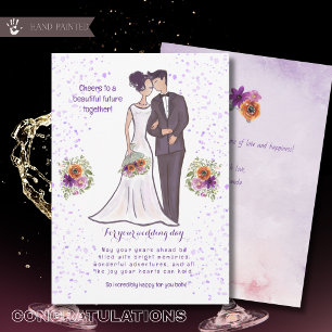 Festiva Tarjeta de Felicitación de Boda con Acuarela de No