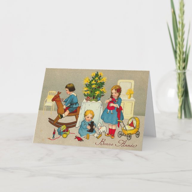 Festiva Tarjeta de felicitación de "Bonne Annee" (Anverso)