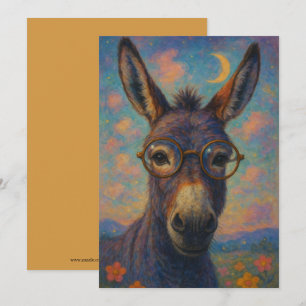 Festiva Tarjeta de felicitación de burro burro acuarela
