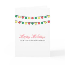 Tarjeta de felicitación de cadena de luces de vaca