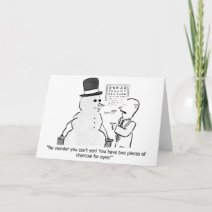 Festiva Tarjeta de felicitación de carbón Snowman Eye Test