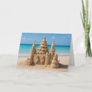 Festiva Tarjeta de Felicitación de Castillo de Arena de Na