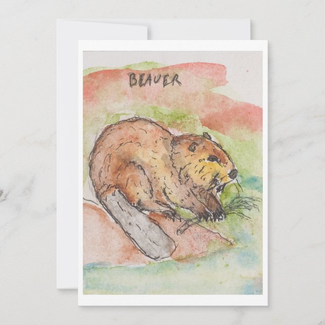 Festiva Tarjeta de Felicitación de Castor (Anverso)