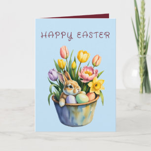 Festiva Tarjeta de felicitación de cesta de tulipanes de P